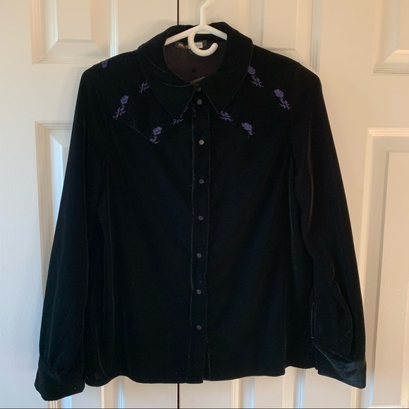 NWT MAJE Embroidered Velvet Shirt - Picture 2 of 9